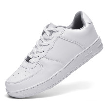 Sneaker Manufacturer Latest Sport Breathable Leather Made White Flat Sneakers Black Casual Shoes Men and Women